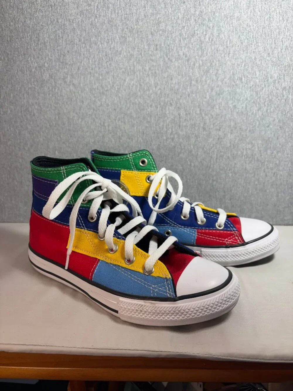 EUC Converse Chuck Taylor All Star High Tops Patchwork Colorblock - Youth Size 3